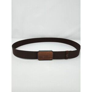 GROOVE LIFE WEB BELT BROWN w/WALNUT MAGNETIC ALUMINUM BUCKLE Sz Large Adjustable